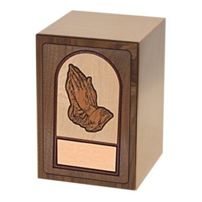 Praying Hands Walnut Wood Urn